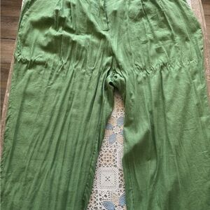 Abercrombie & Fitch Olive Green Linen Trousers